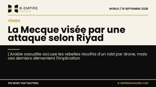 Image divisée en deux zones contrastées papier et noir avec titre à cheval évoquant une attaque par drone et déplacements au Yémen