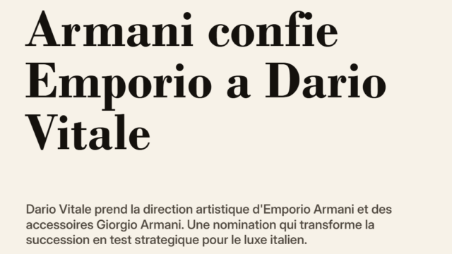 Armani confie Emporio a Dario Vitale