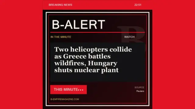 Two helicopters collide as Greece battles wildfires, Hungary shuts nuclear plant - B-Alert