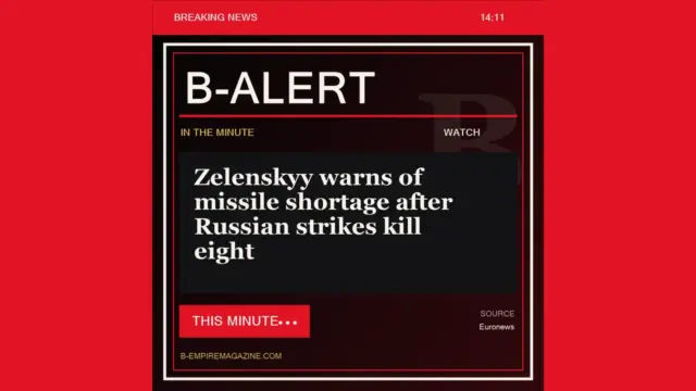 Zelenskyy warns of missile shortage after Russian strikes kill eight - B-Alert