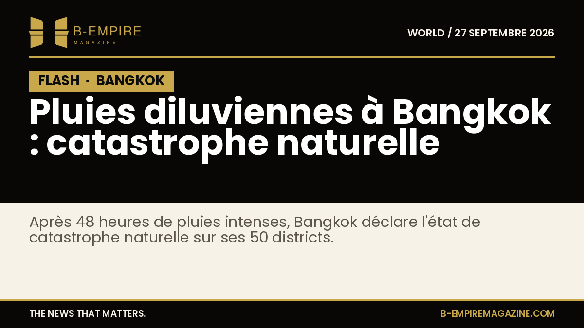 Vue aérienne d'inondations majeures à Bangkok avec rues et habitations submergées par l'eau