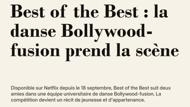 Best of the Best : la danse Bollywood-fusion prend la scène