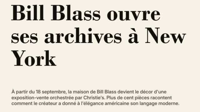 Bill Blass ouvre ses archives à New York