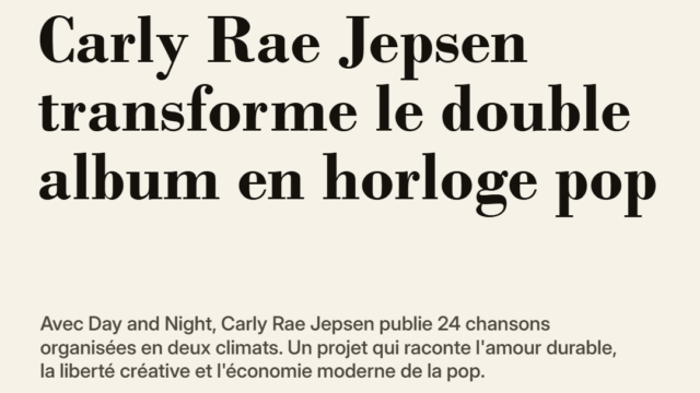 Carly Rae Jepsen transforme le double album en horloge pop