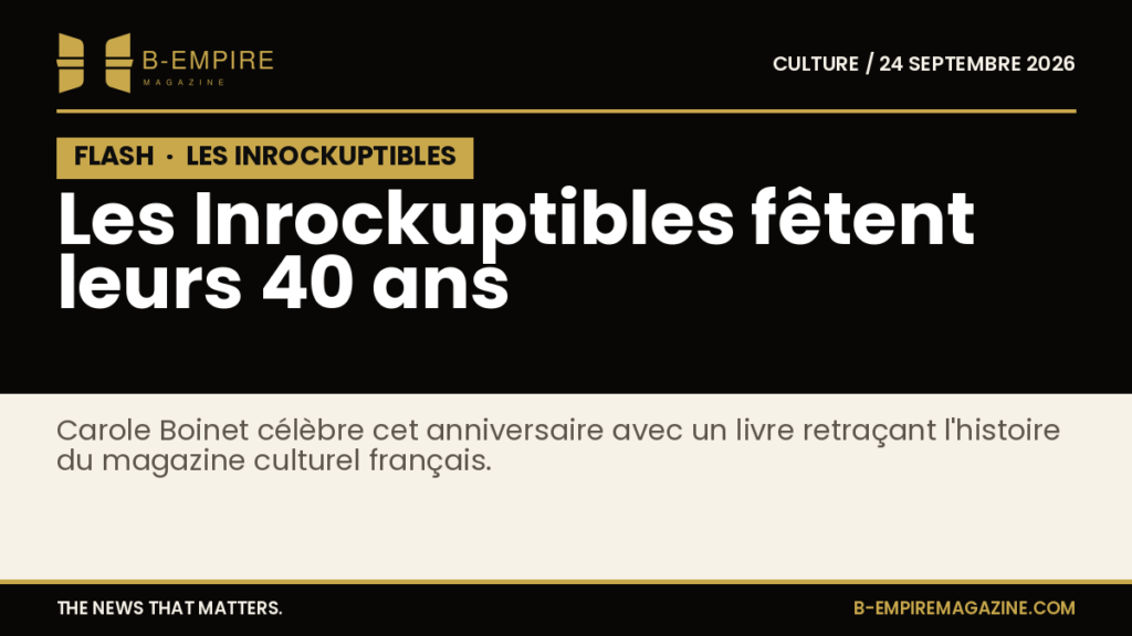Couverture stylisée en noir et or avec le chiffre 40 en grand, évoquant l'anniversaire des Inrockuptibles.