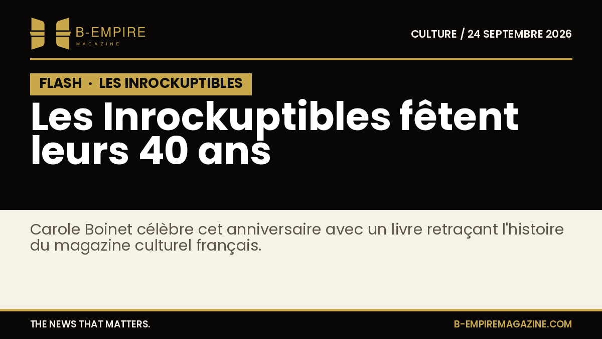 Couverture stylisée en noir et or avec le chiffre 40 en grand, évoquant l'anniversaire des Inrockuptibles.