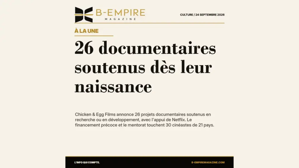 Documentaire : Chicken & Egg Films soutient 26 projets avant le tournage