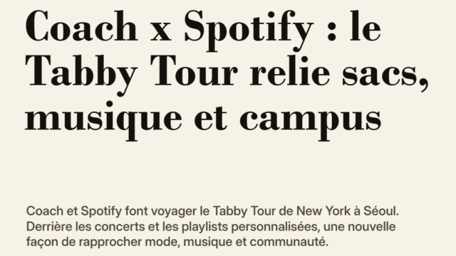Coach x Spotify : le Tabby Tour transforme la mode en expérience musicale