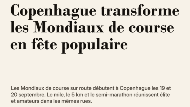 Copenhague transforme les Mondiaux de course en fête populaire