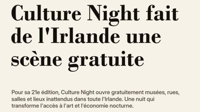 Culture Night fait de l'Irlande une scène gratuite