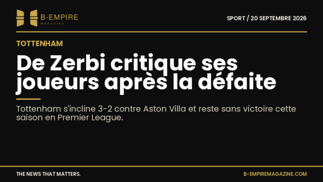 Roberto De Zerbi en tenue d'entraîneur gesticulant sur le bord du terrain pendant un match de Tottenham.