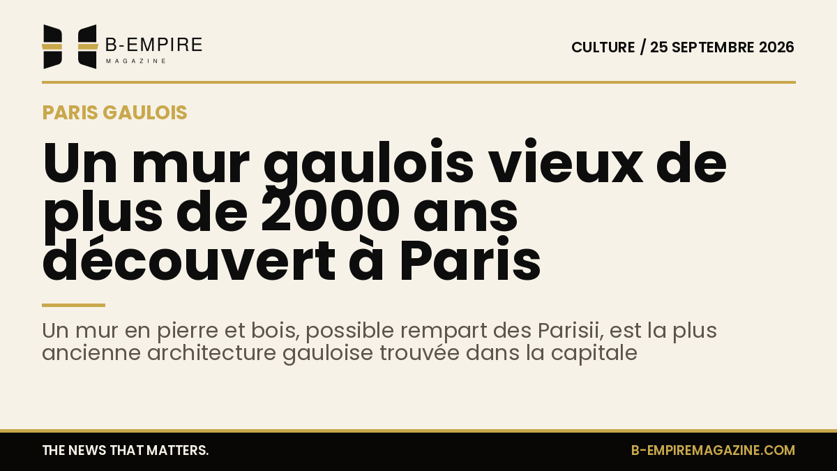 Photo d'une ruine en pierre et bois découverte à Paris, vestige d'un ancien mur gaulois