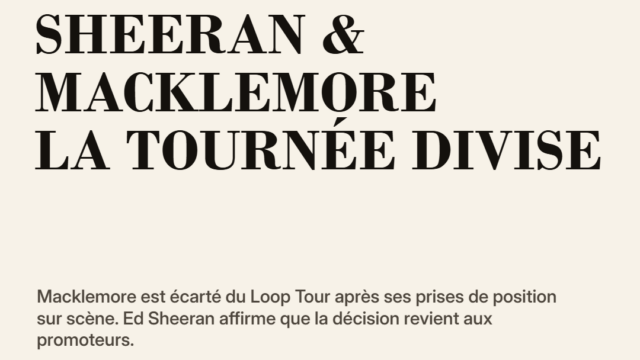 Ed Sheeran et Macklemore : la décision qui secoue les tournées mondiales