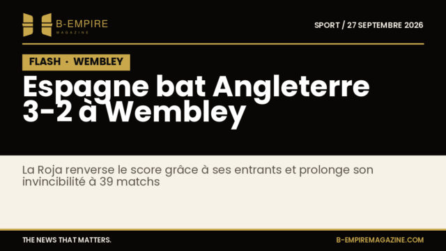 Match de football à Wembley entre Espagne et Angleterre avec le score final 3-2