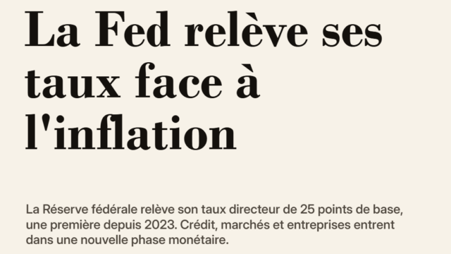 La Fed relève ses taux face à l'inflation