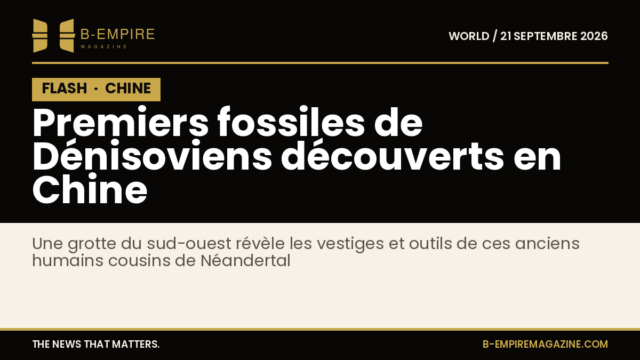 Illustration d'une grotte chinoise avec des outils en pierre et des fossiles anciens