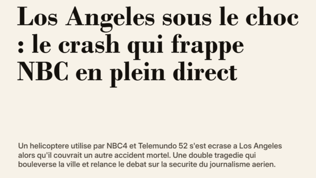 Los Angeles sous le choc : le crash qui frappe NBC en plein direct