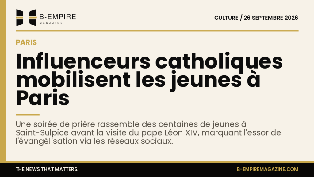 Jeunes rassemblés en prière à l'église Saint-Sulpice à Paris lors d'une soirée organisée par des influenceurs catholiques