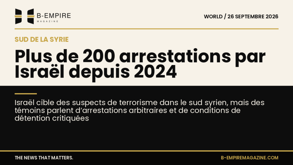 Carte stylisée montrant la frontière entre Israël et le sud de la Syrie avec un focus sur la zone tampon et une silhouette de soldats en arrière-plan