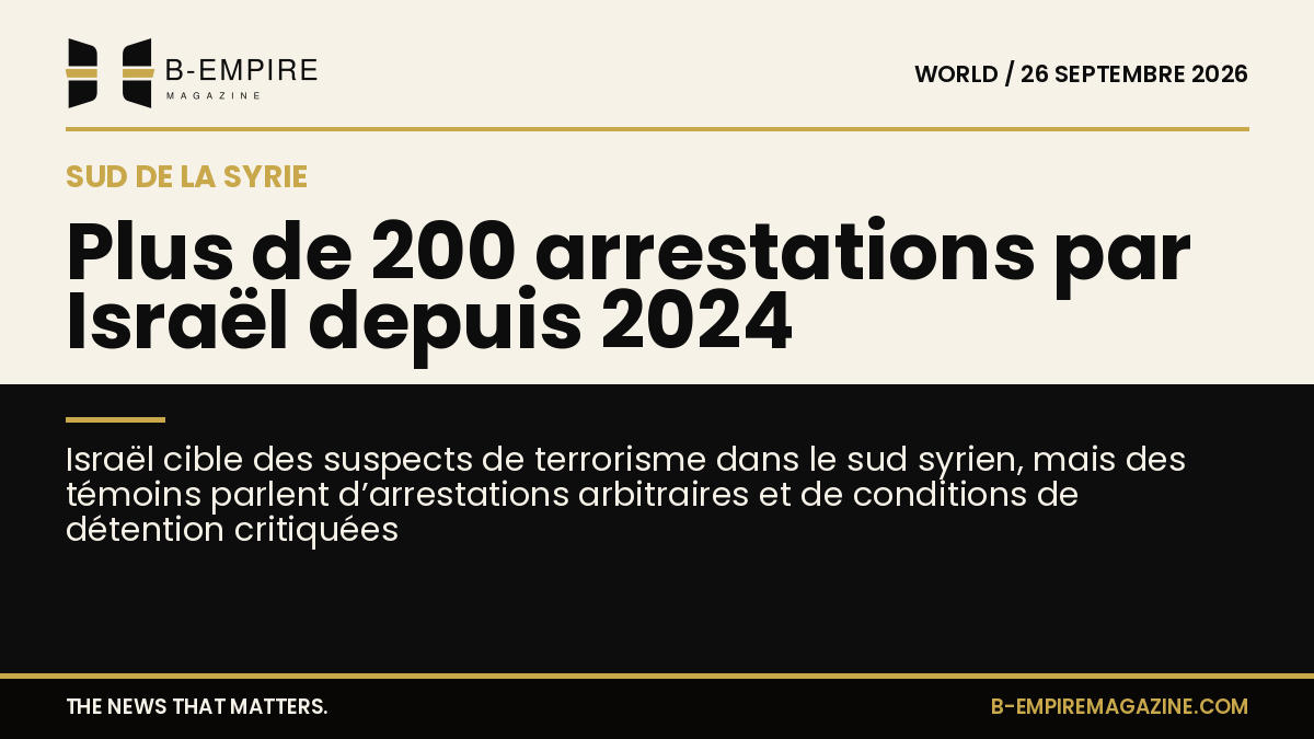 Carte stylisée montrant la frontière entre Israël et le sud de la Syrie avec un focus sur la zone tampon et une silhouette de soldats en arrière-plan
