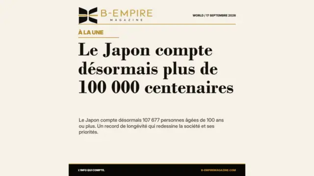 Le Japon compte désormais plus de 100 000 centenaires