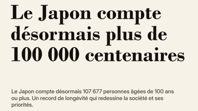 Le Japon compte désormais plus de 100 000 centenaires