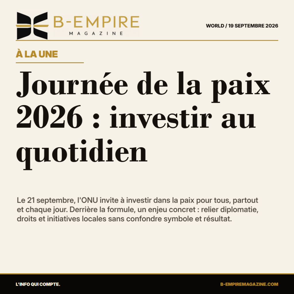 Journée de la paix 2026 : investir au quotidien