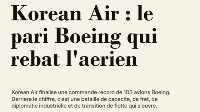 Korean Air : le pari Boeing qui rebat l'aerien