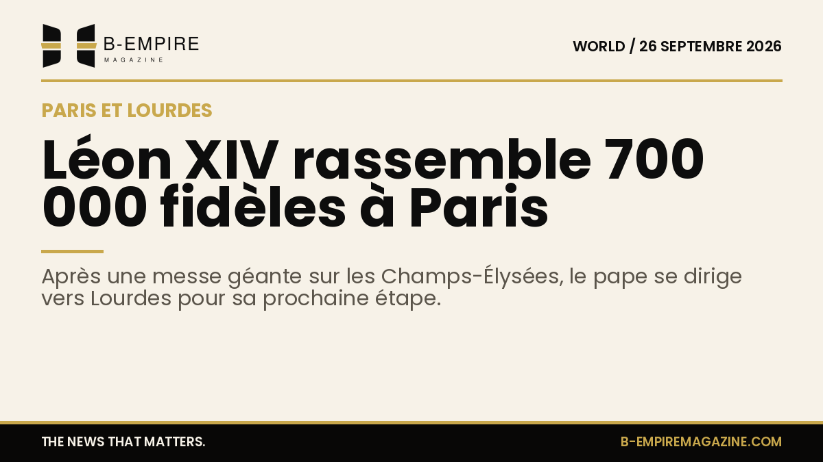 Une foule immense rassemblée sur les Champs-Élysées pour une messe papale sous un ciel clair.