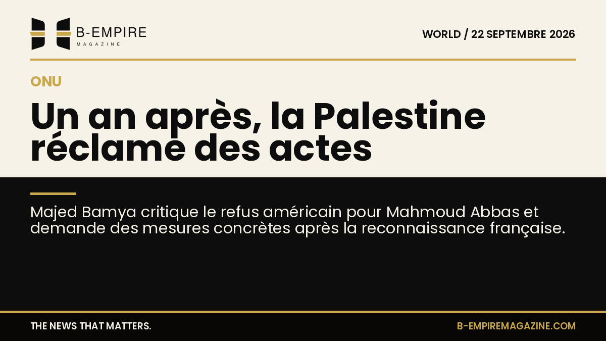 Portrait de Majed Bamya avec un fond divisé entre papier et noir, titre en jaune et blanc à cheval sur les deux fonds.
