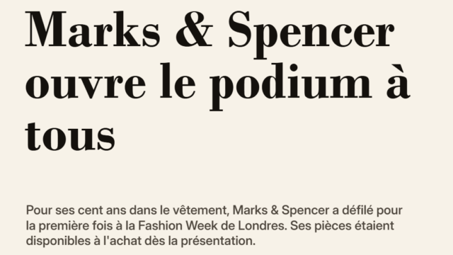 Marks & Spencer ouvre le podium à tous
