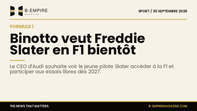 Portrait de Mattia Binotto avec une voiture de Formule 1 Audi en arrière-plan