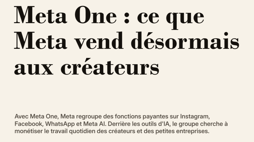 Meta One : la création de contenu et la relation client passent à l'abonnement