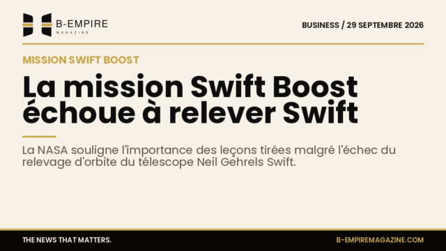 Illustration d’un satellite en orbite autour de la Terre, symbolisant la mission Swift Boost de la NASA.