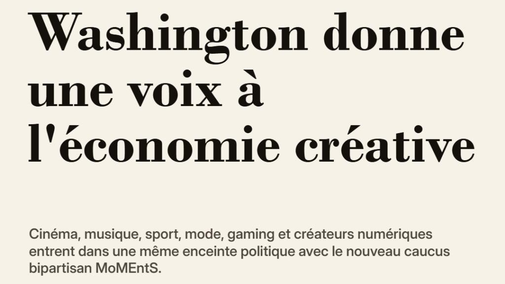 Washington donne une voix à l'économie créative
