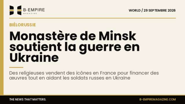 Vente d’icônes religieuses dans une église avec des religieuses en arrière-plan