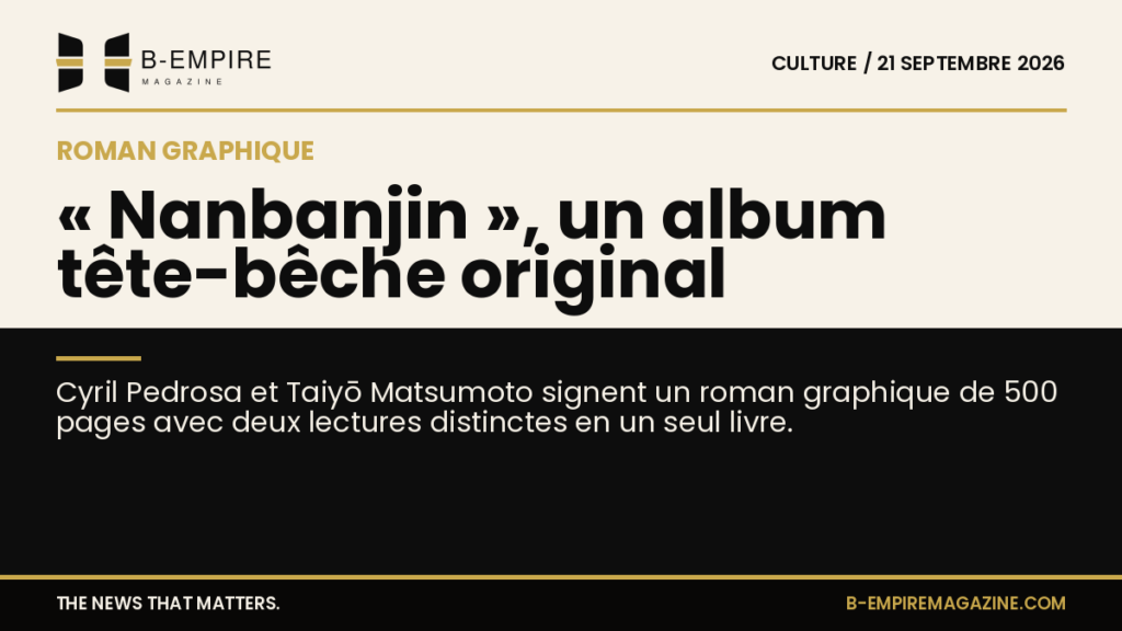 Couverture de l'album « Nanbanjin », montrant la conception tête-bêche avec deux styles graphiques distincts