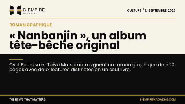 Couverture de l'album « Nanbanjin », montrant la conception tête-bêche avec deux styles graphiques distincts