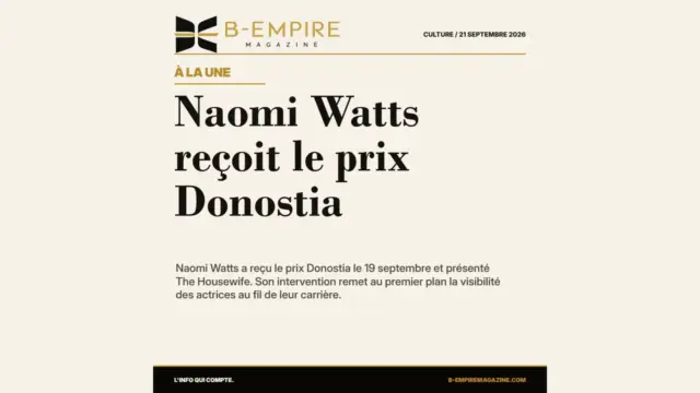 Naomi Watts à Saint-Sébastien : un prix, un film et une question d'âge