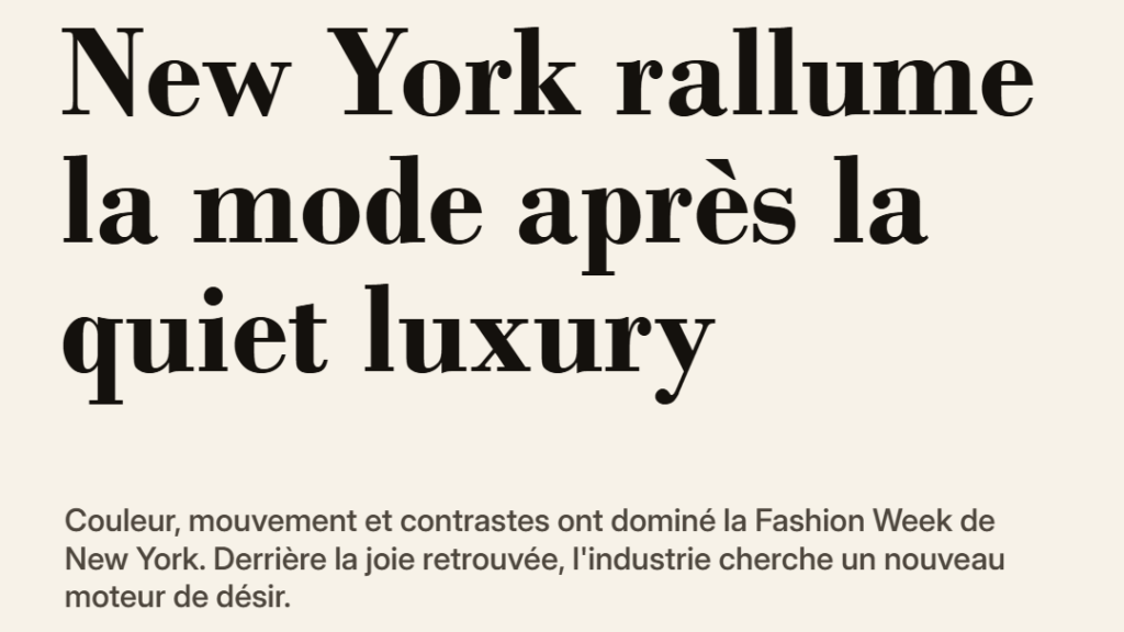 New York rallume la mode après la quiet luxury