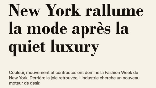New York rallume la mode après la quiet luxury