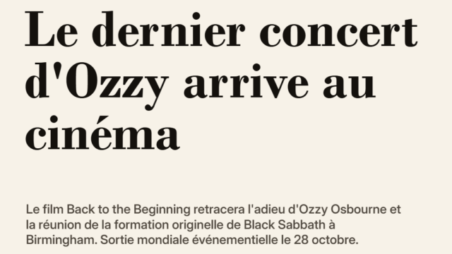 Le dernier concert d'Ozzy arrive au cinéma