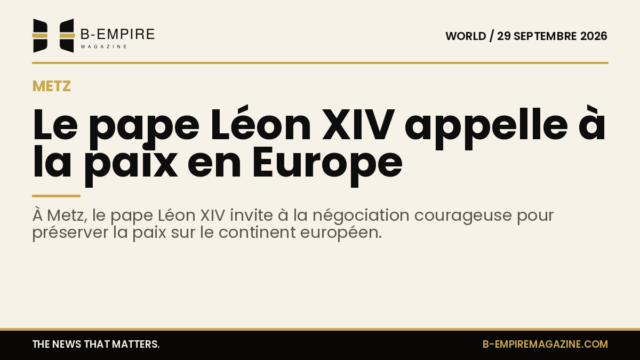 Photo du pape Léon XIV lors de sa visite à Metz, en train de s’adresser à une foule