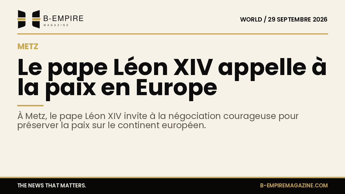 Photo du pape Léon XIV lors de sa visite à Metz, en train de s’adresser à une foule