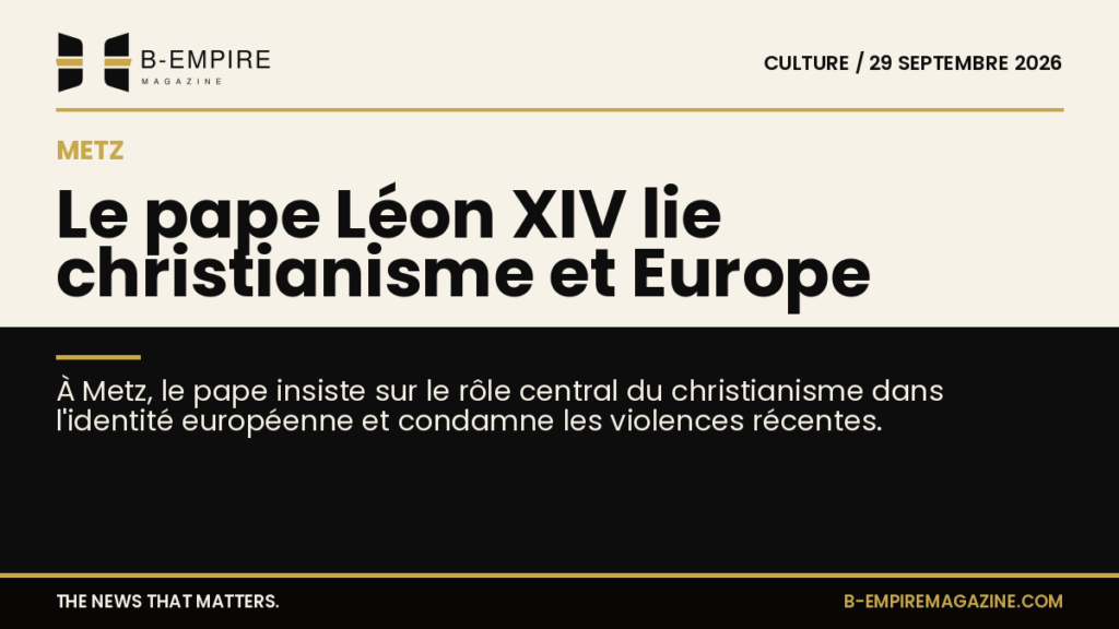 Le pape Léon XIV en discours à Metz, devant une foule, lors de sa visite marquée par une messe en présence d'Emmanuel Macron