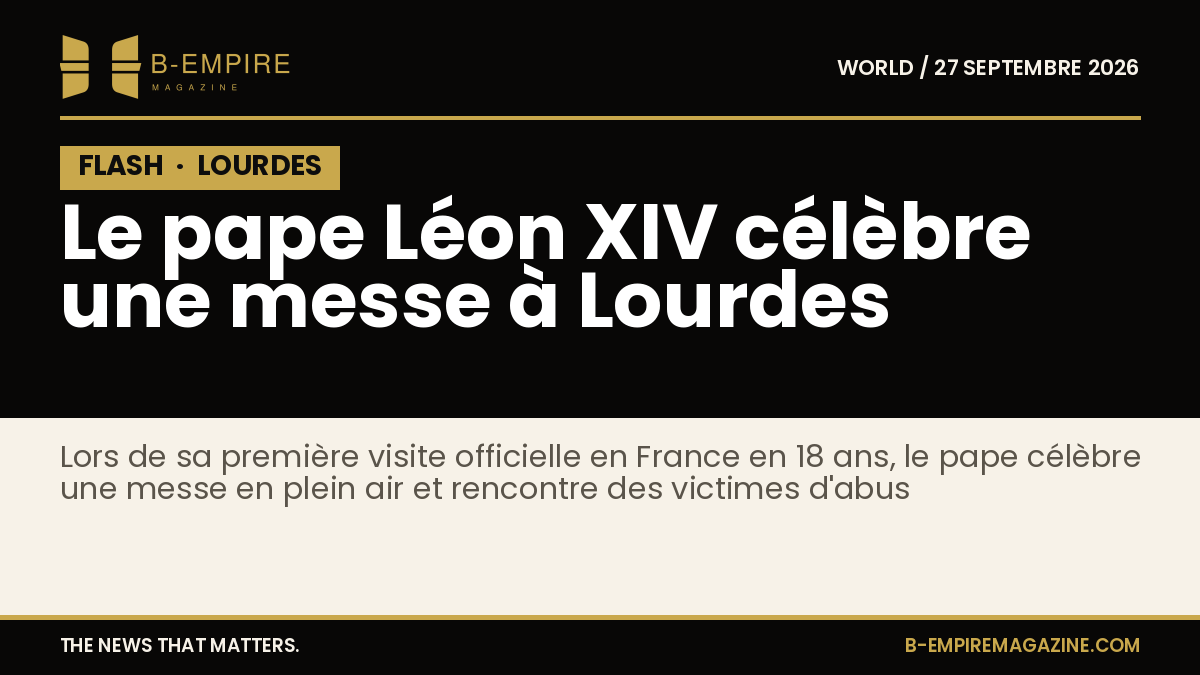 Le pape Léon XIV célébrant une messe en plein air au sanctuaire de Lourdes devant une foule de pèlerins