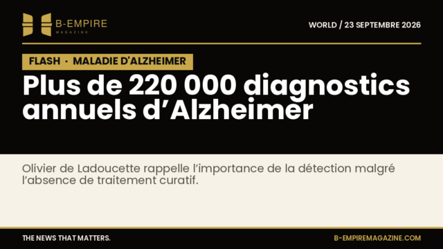 Texte en bloc noir avec mention FLASH et titre sur les diagnostics annuels de la maladie d'Alzheimer