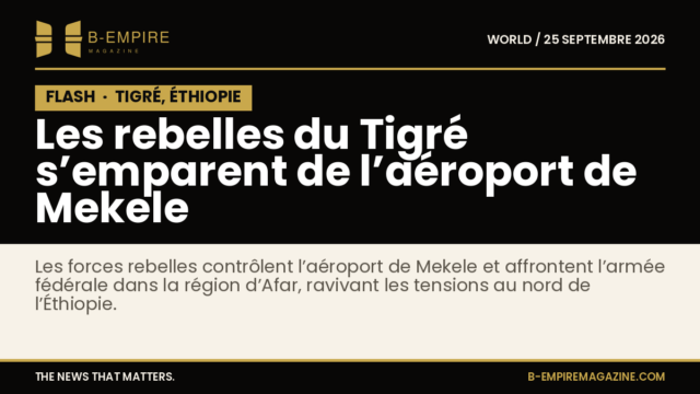 Vue de l’aéroport de Mekele en Éthiopie, avec une zone d’aviation civile et militaire au crépuscule.