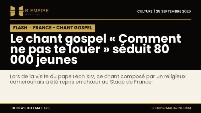 Jeunes réunis au Stade de France chantant en chœur lors de la visite du pape Léon XIV