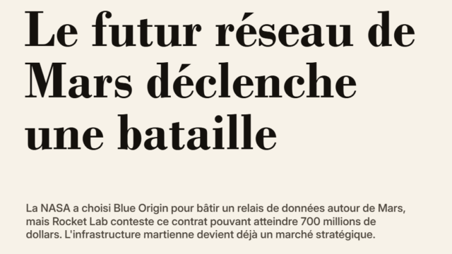 Le futur réseau de Mars déclenche une bataille